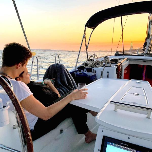 NYC sunset sail with Barbara Palvin and Dylan Sprouse