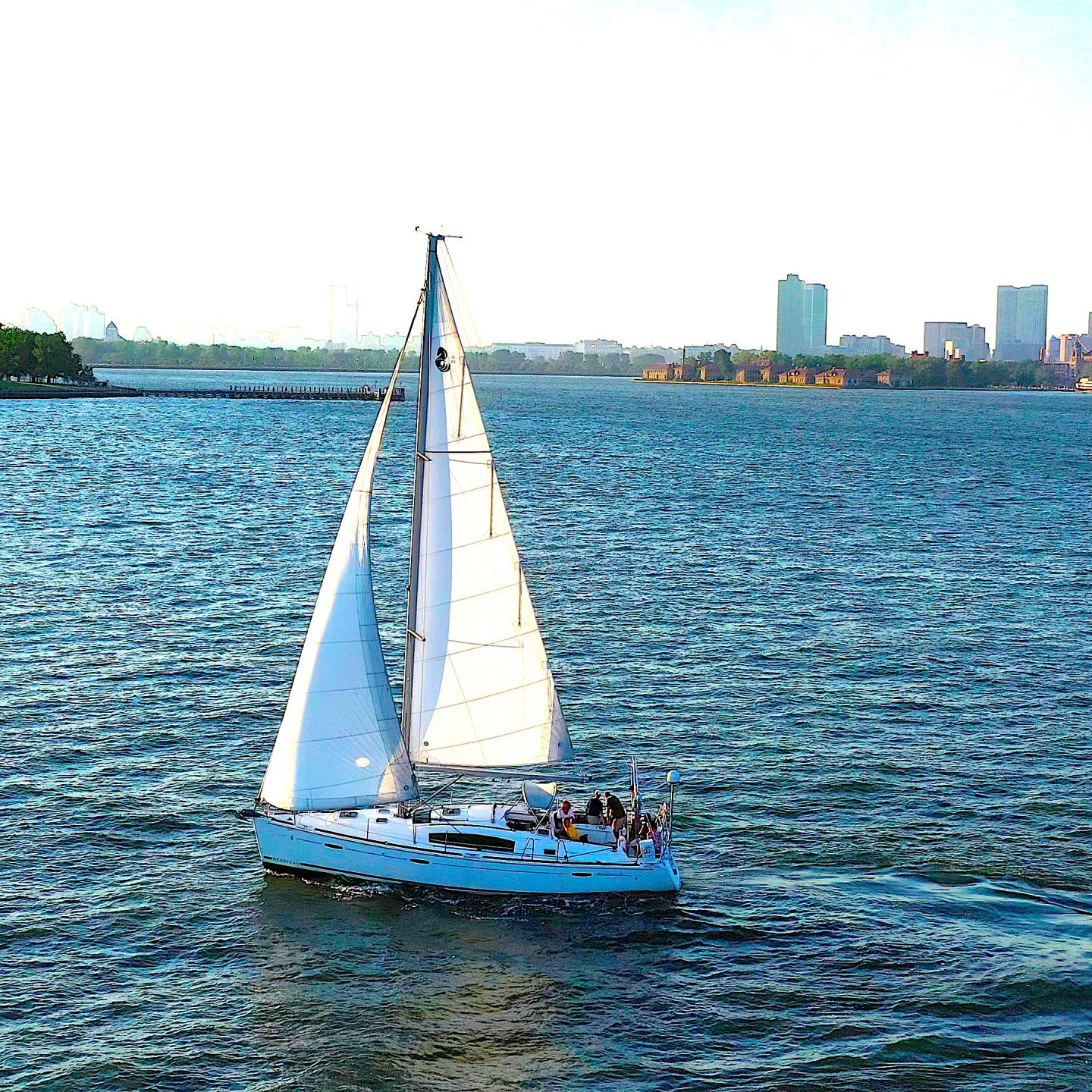 NYC sailing charter in the NY Harbor surrounded by water