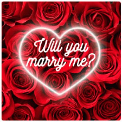 Yacht interior with roses, 'Will you marry me?' text, and champagne for a surprise boat proposal in NYC.